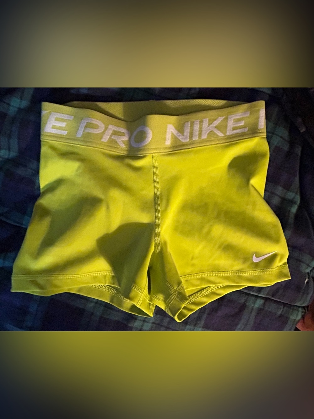 Nike Pro Neon Yellow Compression Shorts